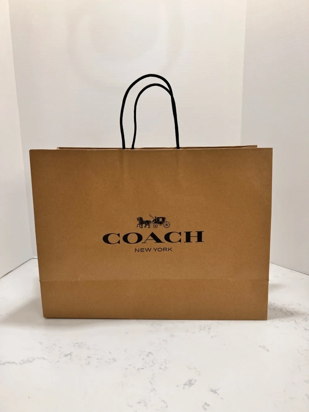Coach Tan Shopping Bag with Black Logo & Handles médium sized